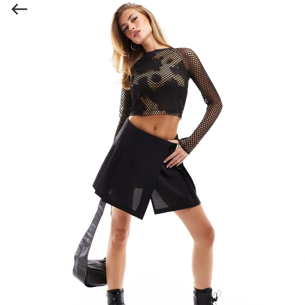 ASOS Black Fishnet Long Sleeve Top